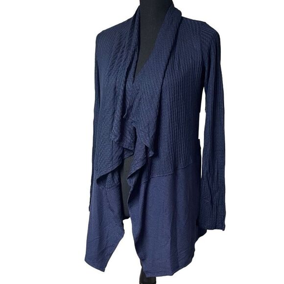 Velvet by Graham & Spencer Navy Waterfall Open Front Cardigan N0288 - Picture 1 of 7